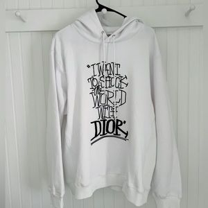 New Authentic 20 FW Dior  Shawn Stussy Unisex Shock The World Embroidered Hoodie